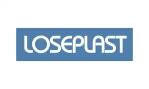 Logo de la marca Loseplast en blanco y azul.