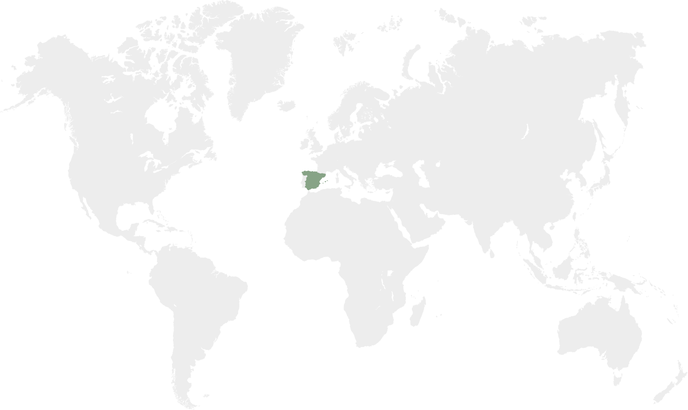 Imagen de un mapa mundial que muestra las exportaciones globales de ITM desde España.