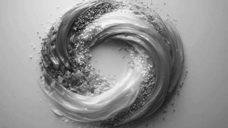 Imagen abstracta de circularidad. Granza girando y transformándose a estado líquido.